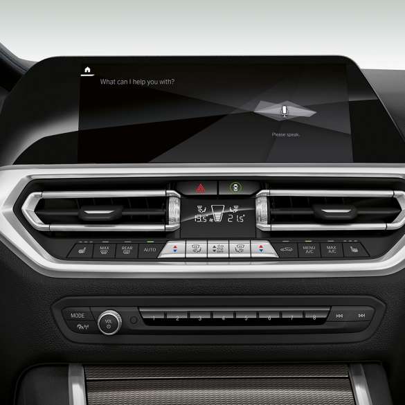 BMW serije 3 Limuzina, BMW Intelligent Personal Assistant. Detaljan prikaz zaslona kokpita s BMW Intelligent Personal Assistant-om BMW-a serije 3 Limuzina.