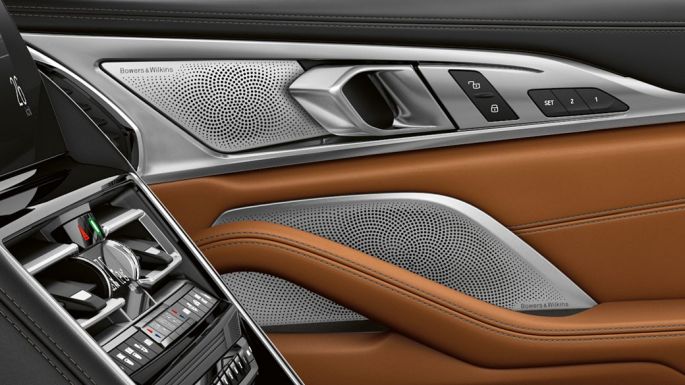 BMW M850i xDrive, unutrašnjost, Bowers & Wilkins Diamond surround sustav ozvučenja. BMW M850i xDrive, unutrašnjost, Bowers & Wilkins Diamond surround sustav ozvučenja.