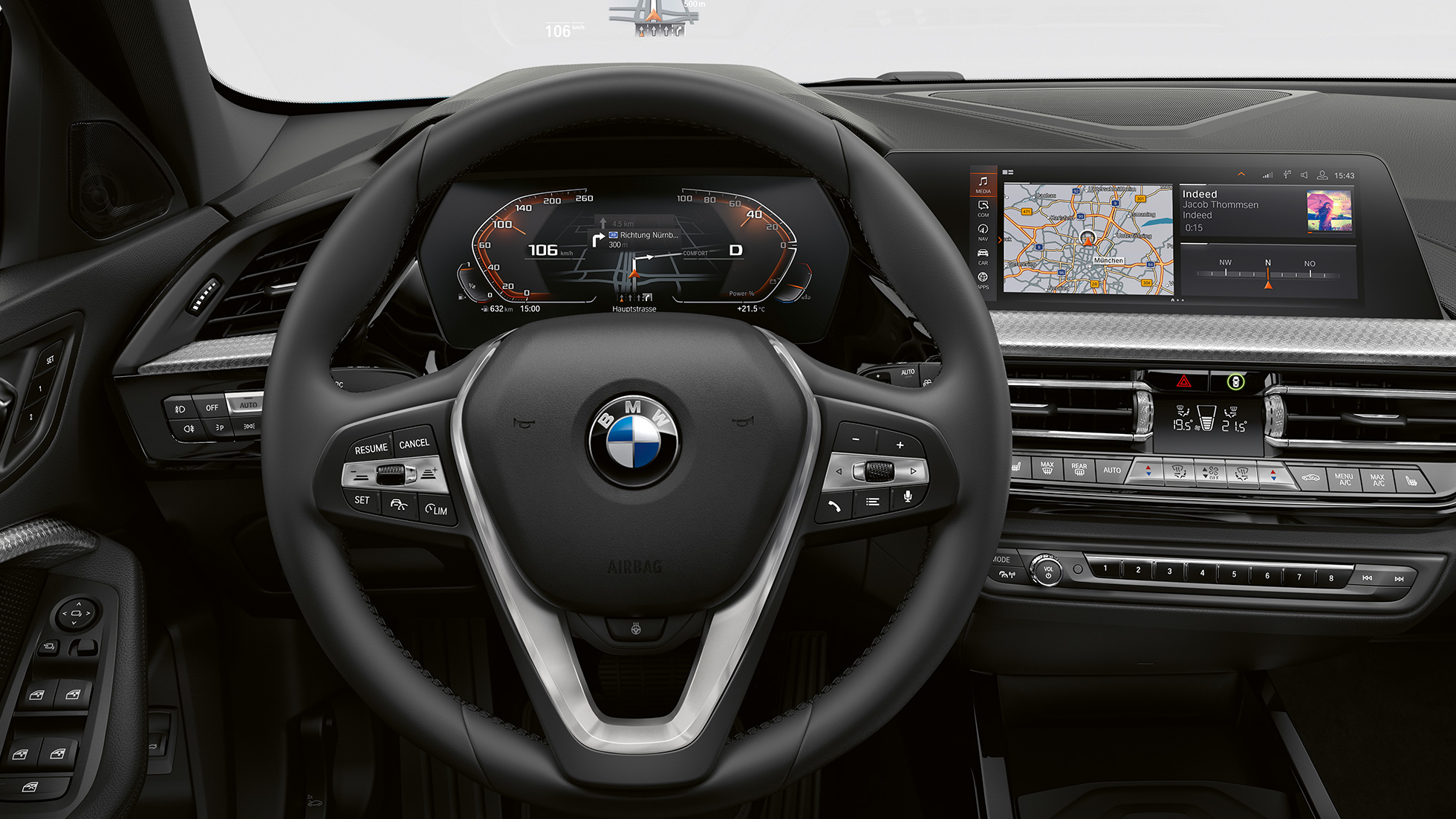 Sport kožni upravljač. BMW serije 1 Model Luxury Line, kokpit sa Sport kožnim upravljačem.