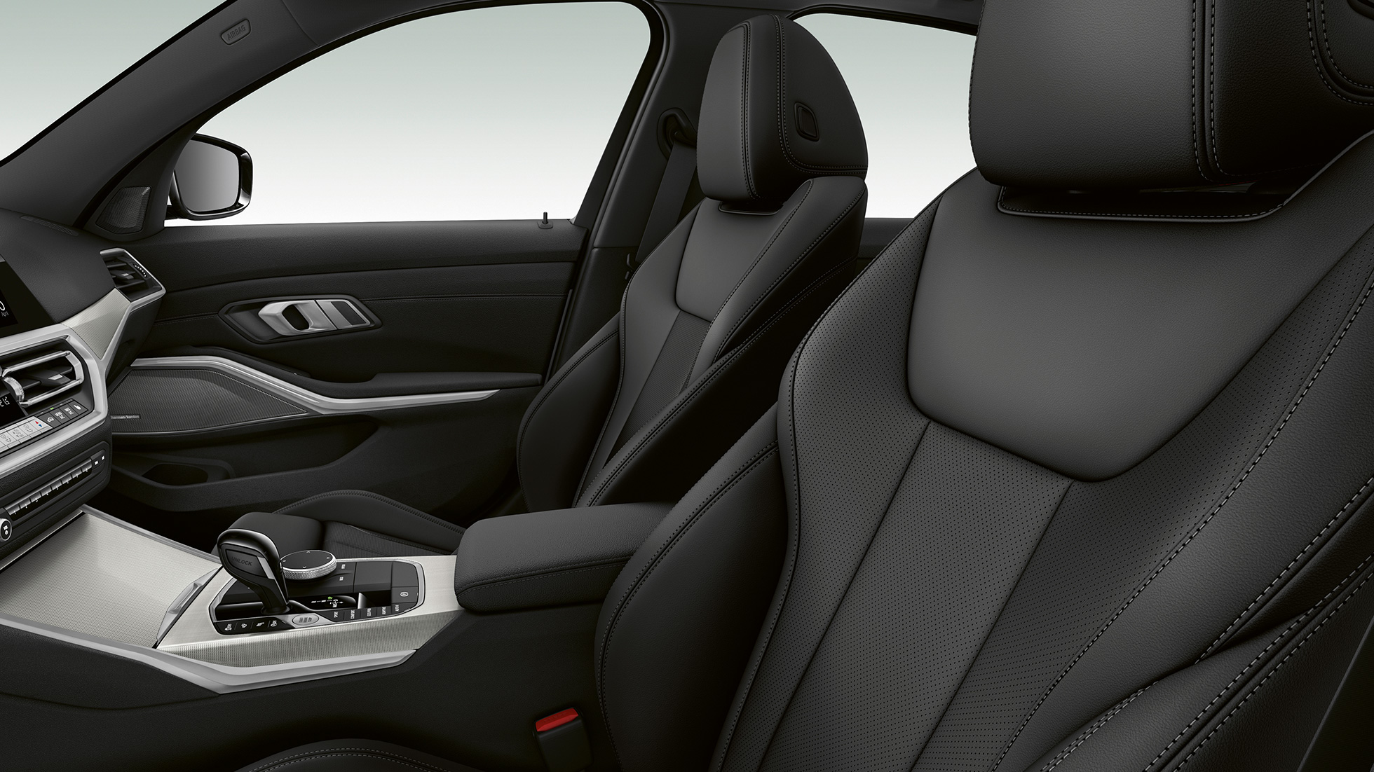BMW serije 3 Limuzina, Model Sport Line prednja sjedala. Bočni detaljan prikaz prednjih sjedala BMW-a serije 3 Limuzina sa značajkama modela Sport Line.