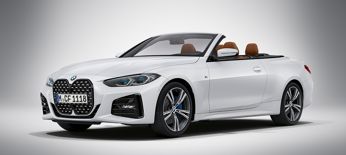 BMW Individual Brilliant White metalik BMW serije 4 Cabrio G23 2020 BMW serije 4 Cabrio Individual Brilliant White metalik G23 2020 tročetvrtinski prednji prikaz u mirovanju
