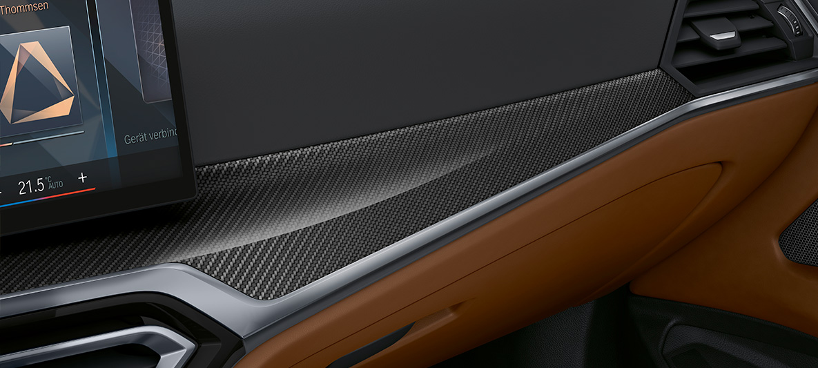 BMW Individual letvice 'Carbon Fibre’ sa završnom obradom Pearl Chrome BMW serije 4 Cabrio Individual G23 2020 unutrašnjost BMW Individual letvice 'Carbon Fibre’ sa završnom obradom Pearl Chrome BMW serije 4 Cabrio Individual G23 2020 unutrašnjost