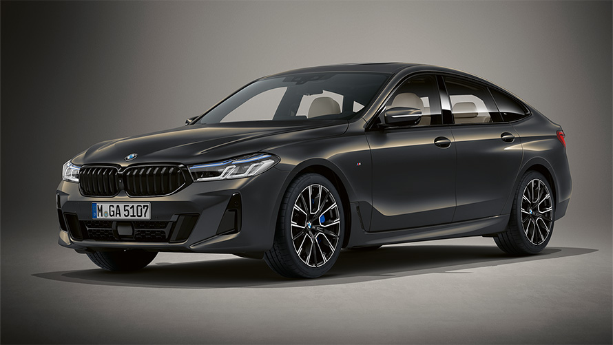 BMW Individual boja karoserije Dravit Grey metalik BMW serije 6 Gran Turismo G32 2020 tročetvrtinski pogled sprijeda u mirovanju