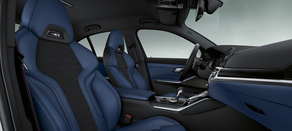 BMW Individual full koža 'Merino' Fjord Blue/Black BMW M3 limuzina G80 2020 unutrašnjost BMW Individual full koža 'Merino' Fjord Blue/Black BMW M3 limuzina G80 2020 unutrašnjost