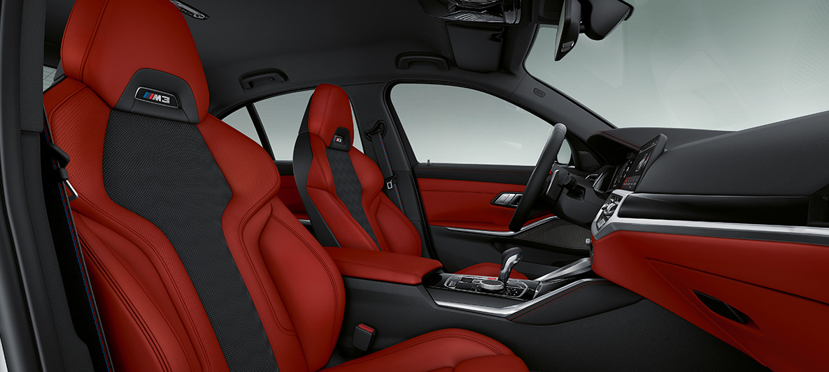 BMW Individual full koža 'Merino' Fiona Red/Black BMW M3 limuzina G80 2020 unutrašnjost BMW Individual full koža 'Merino' Fiona Red/Black BMW M3 limuzina G80 2020 unutrašnjost