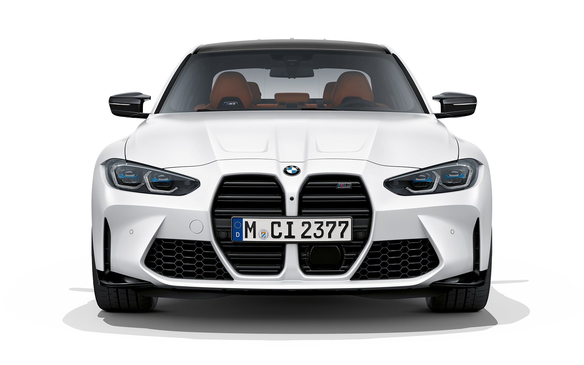 BMW M3 Competition G80 2020 Frozen Brilliant White metalik pogled sprijeda