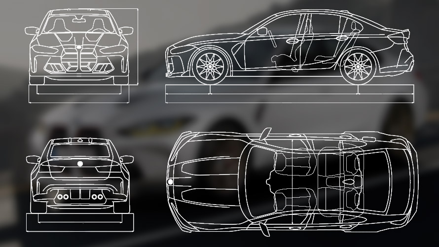 Crtež dimenzija BMW M3 CS G80 Crtež dimenzija BMW M3 CS G80