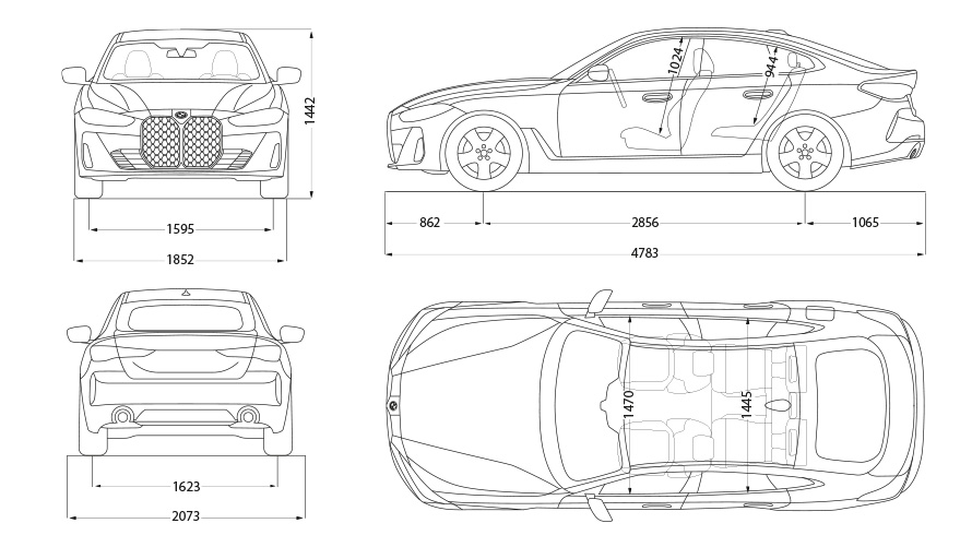 BMW M440i xDrive Gran Coupé G26 2021 skica podataka BMW M440i xDrive Gran Coupé G26 2021 skica podataka