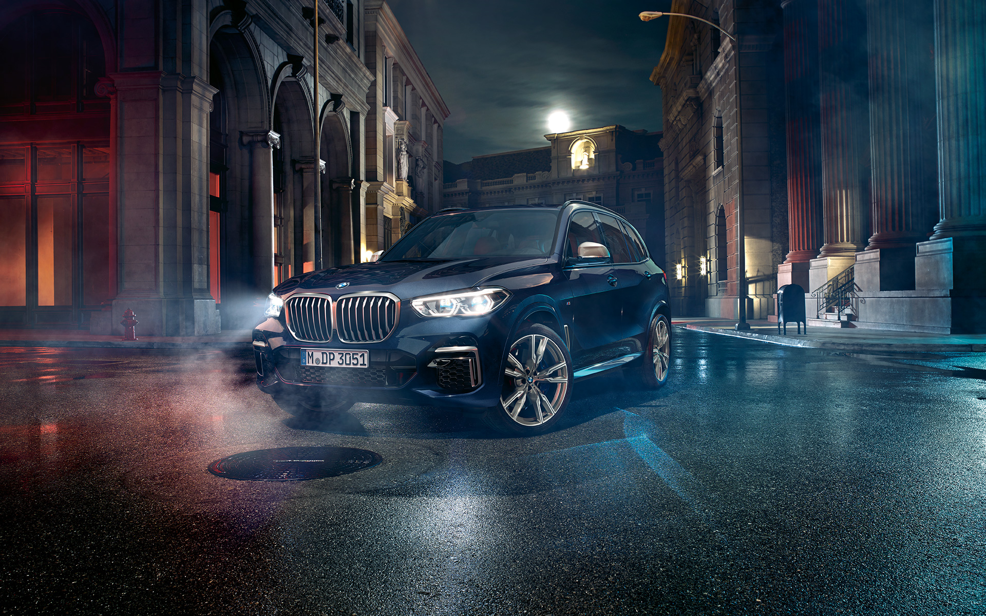 Prednja svjetla sa X Laserlight BMW X5 M50i G05 2018 SUV Carbon black metalik tročetvrtinski pogled sprijeda
