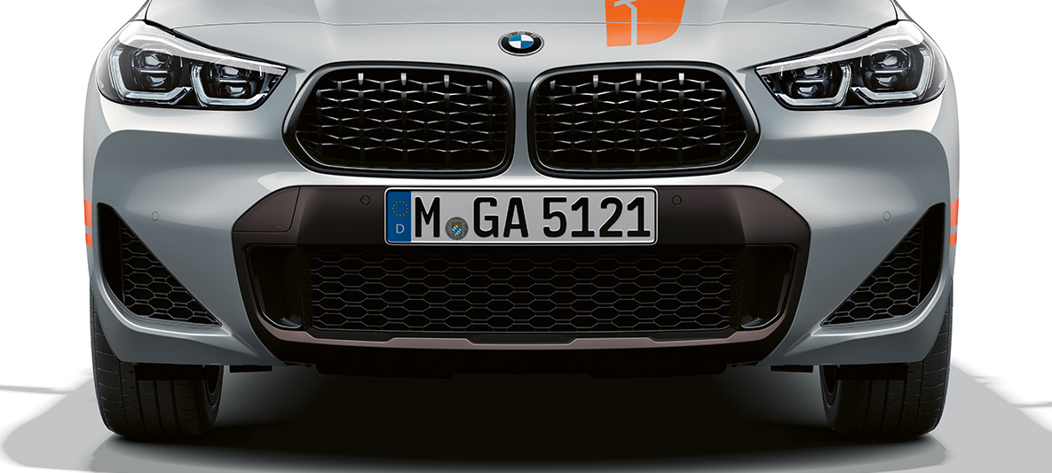 Dupla bubrežna maska BMW X2 F39 BMW X2 2020 F39 Brooklyn Grey pogled sprijeda na duplu bubrežnu masku