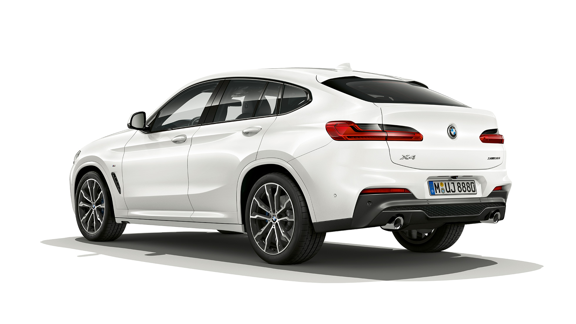 Tročetvrtinski stražnji pogled BMW X4 Model M Sport BMW X4 xDrive30i Model M Sport G02 2018 Alpine White tročetvrtinski stražnji pogled