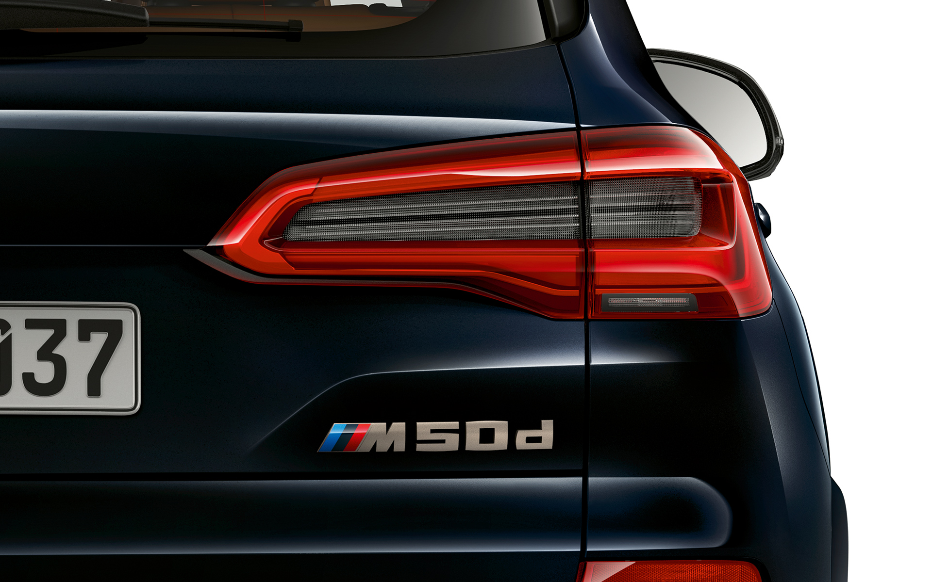 Stražnja slova BMW-a X5 M50d Detaljni prikaz oznake modela za BMW X5 M50d