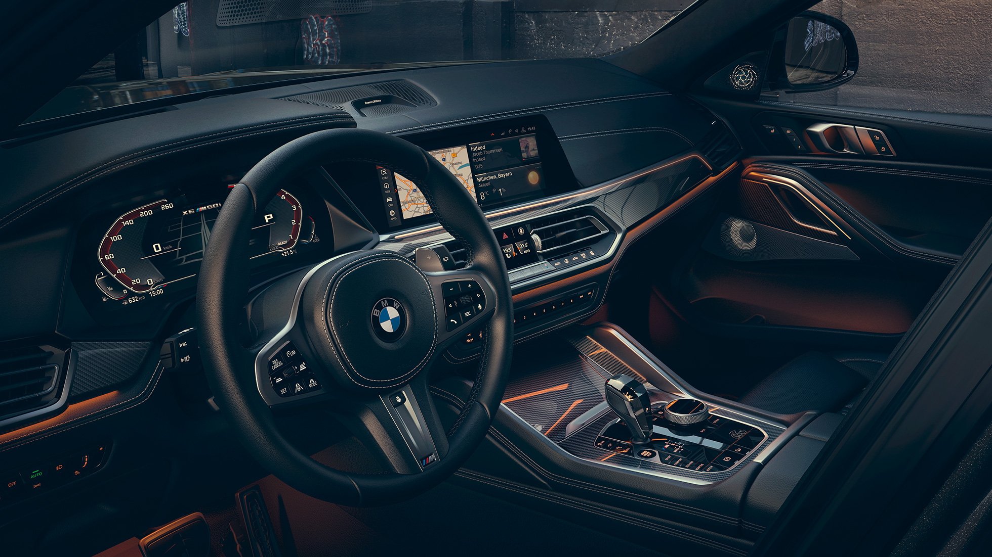 Kokpit s prkazom zaslona od 12.3“. BMW X6 kokpit s prkazom zaslona od 12.3“.