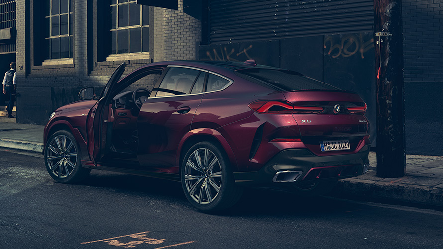 BMW X6 Individual G06 2019 Ametrine metalik tročetvrtinski pogled straga