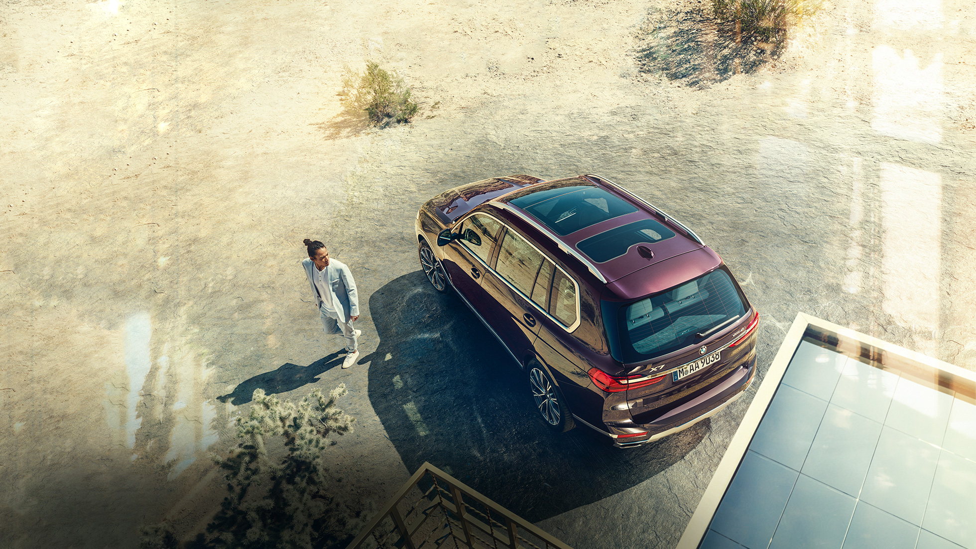 BMW Individual X7 xDrive40i, ptičja perspektiva BMW X7 in Ametrin metalik boji iz ptičje perspektive, G07 2019