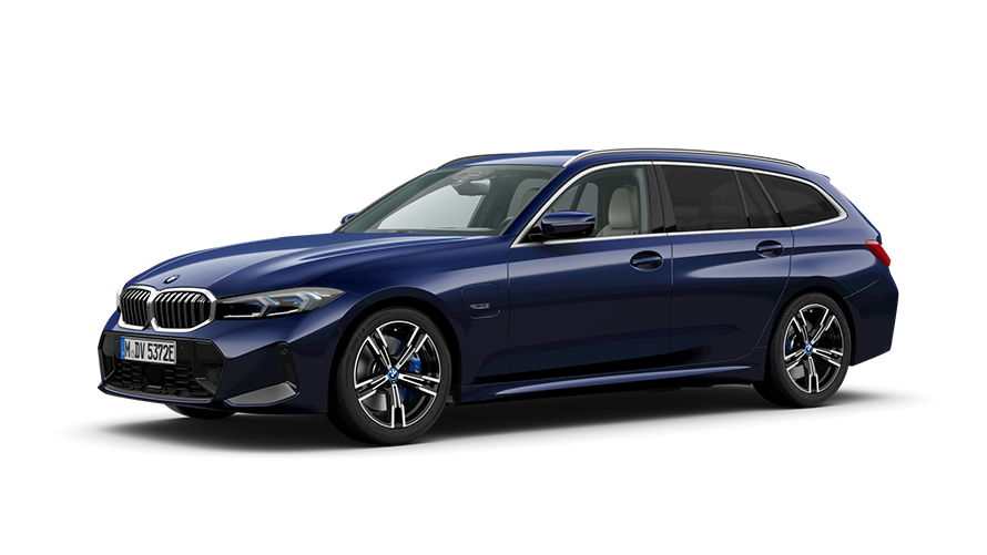 BMW serije 3 Touring plug-in hibrid tročetvrtinski prednji prikaz BMW serije 3 Touring plug-in hibrid studijski snimak tročetvrtinski prednji prikaz