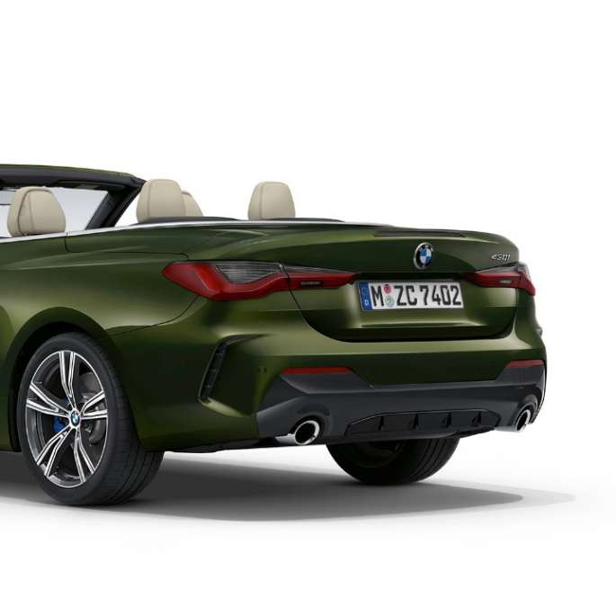 BMW serije 4 Cabrio G23 2020 Model M Sport Sanremo Green metalik tročetvrtinski stražnji prikaz